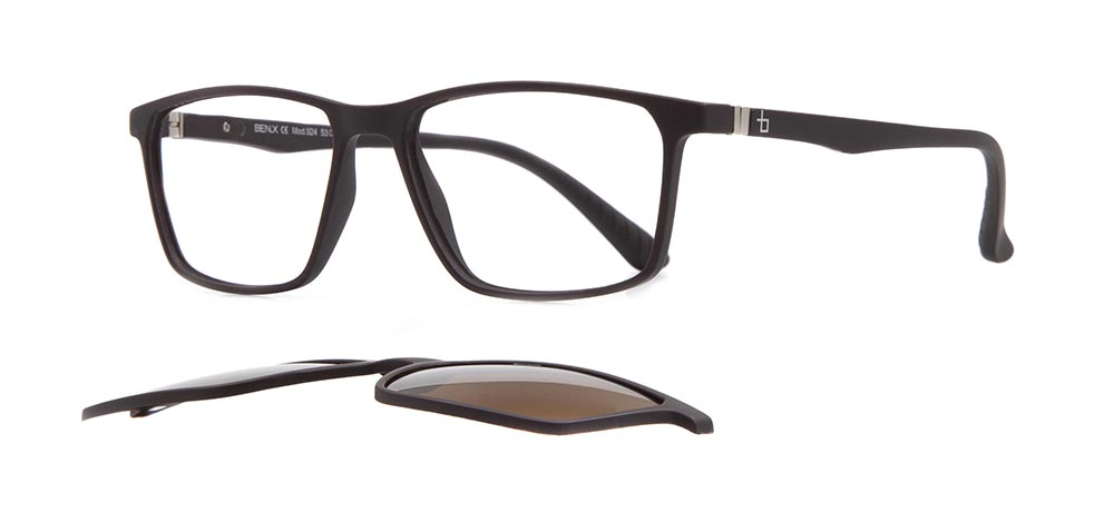 BENX FANTASIA Clipon Teenage Man Rectangular Full-Rimmed Ultem Polarize BXTR90 924-M119